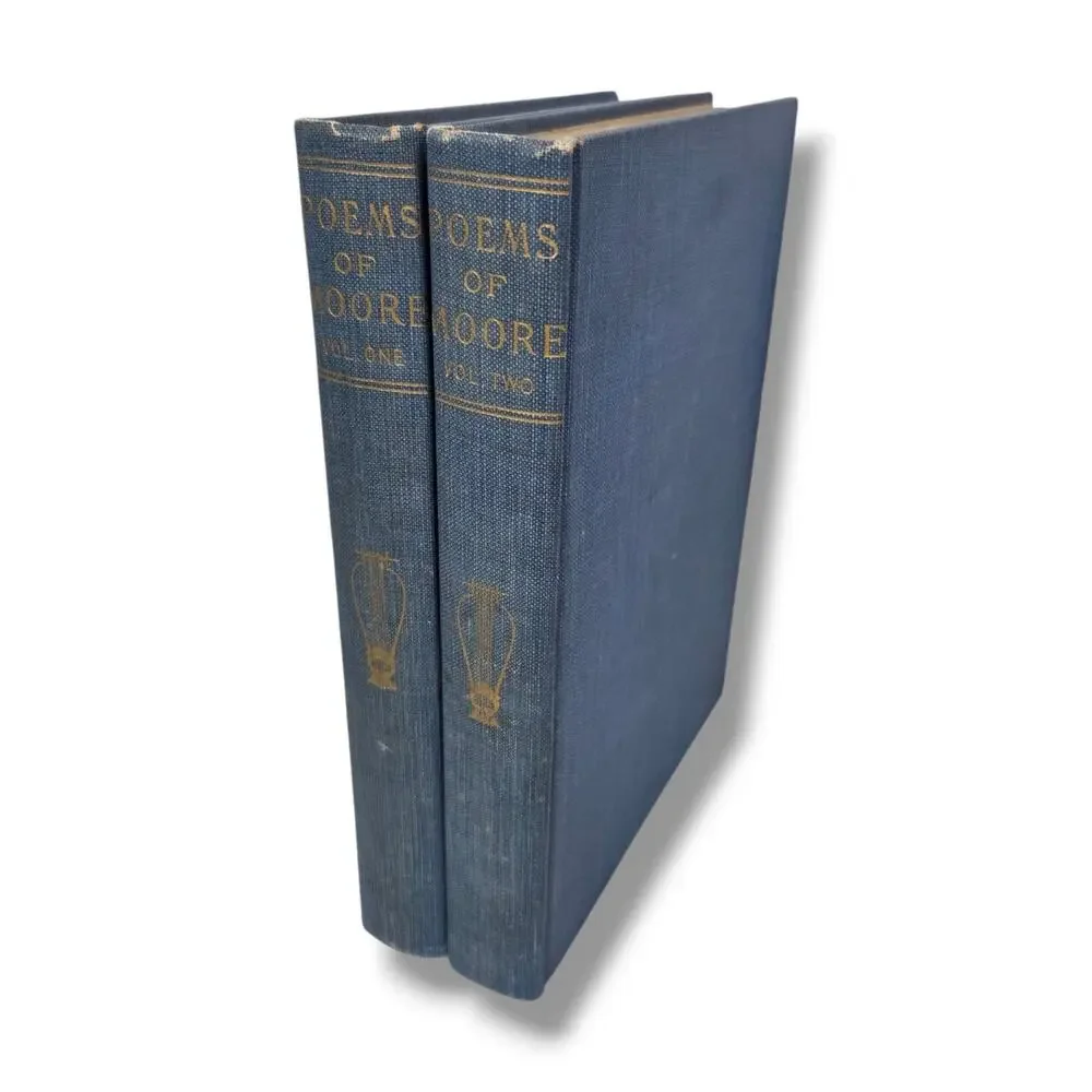 Poems of Thomas Moore in Two Volumes Blue Gold Hardcover Set Poetical Library